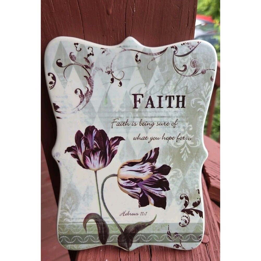 Small Faith Religion Wall Plaque Ceramic Hebrews 11:1